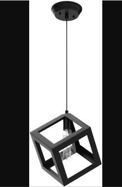 LNC Black Geometric Pendant Lighting Modern Square Hanging Light Ceiling Fixture